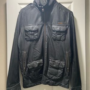 Leather super dry mens black jacket